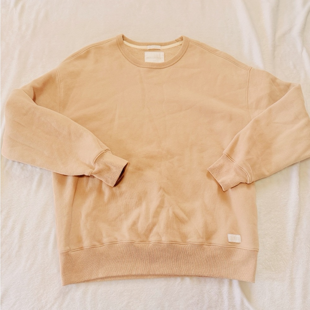 Hollister Men's Crewneck Sweatshirt in Light Beige